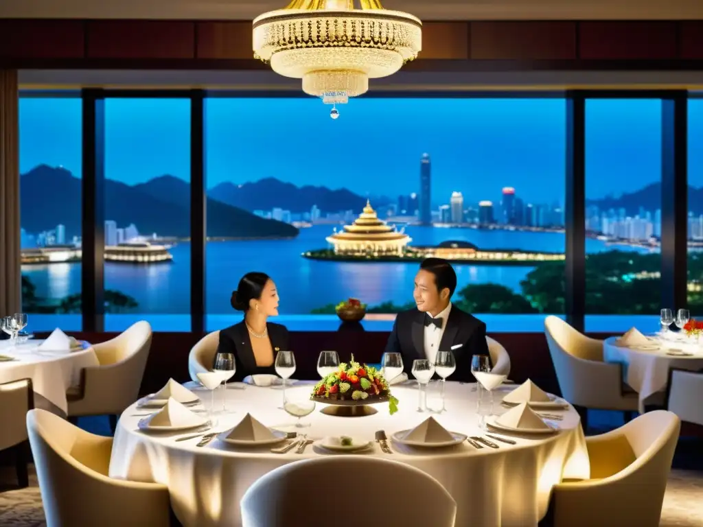 Hoteles de lujo en Asia: Exquisito comedor con decoración opulenta, platos gourmet y atento servicio en un lujoso hotel asiático