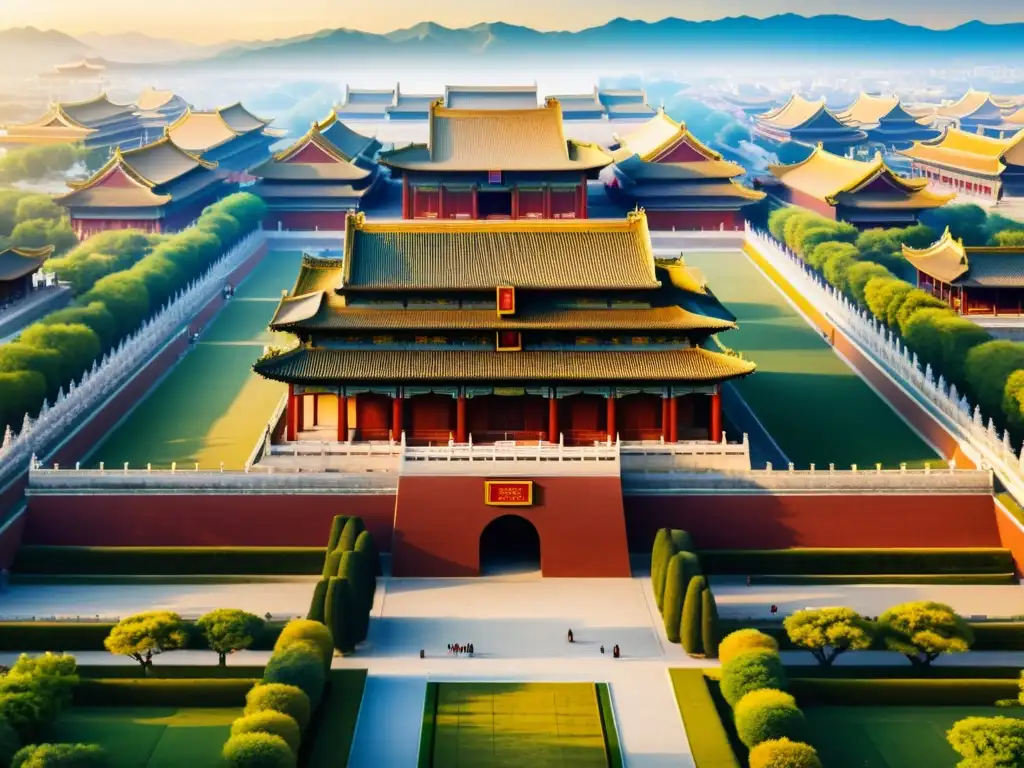 Imagen aérea de la antigua ciudad de Chang'an con el majestuoso palacio de la dinastía Tang