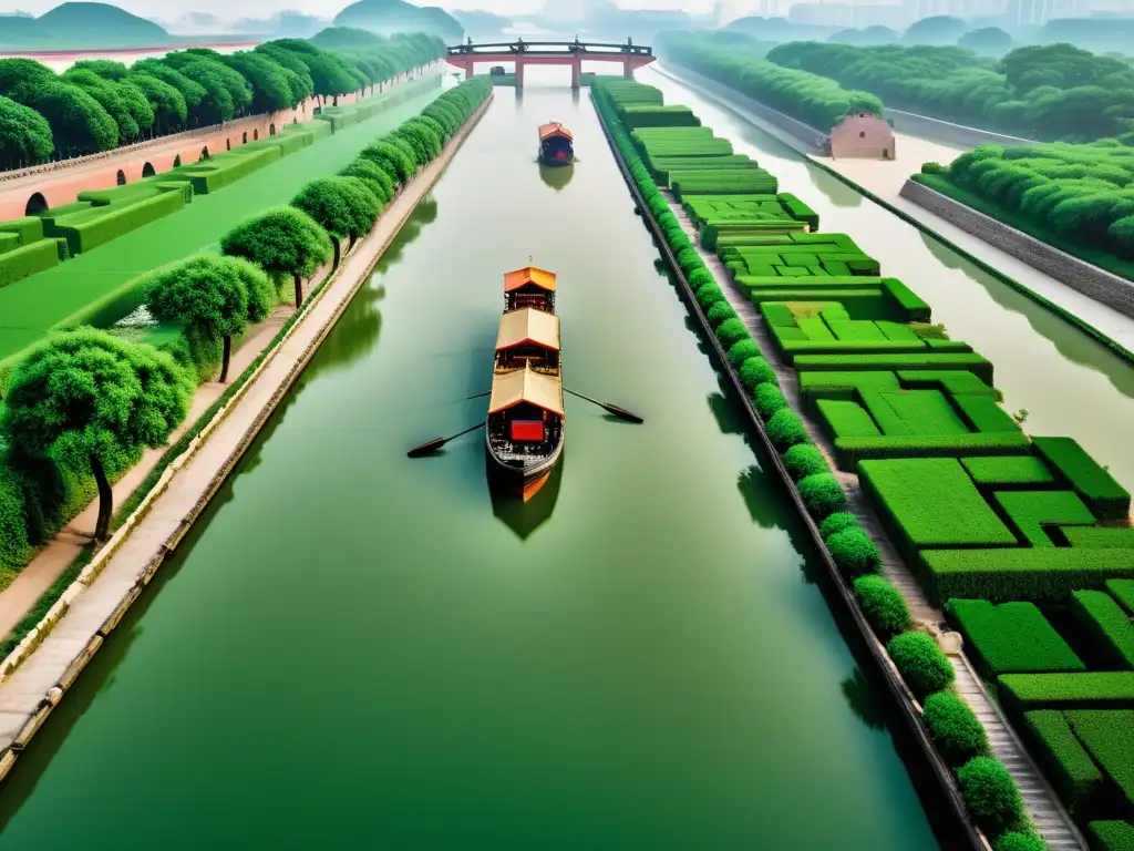 Imagen del Canal Imperial de China, con paisajes históricos y modernos entrelazados en un legado perdurable