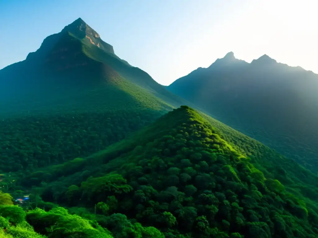 Una imagen documental de alta resolución de la majestuosa montaña Arunachala en Tamil Nadu, India, evocando paz y reverencia espiritual