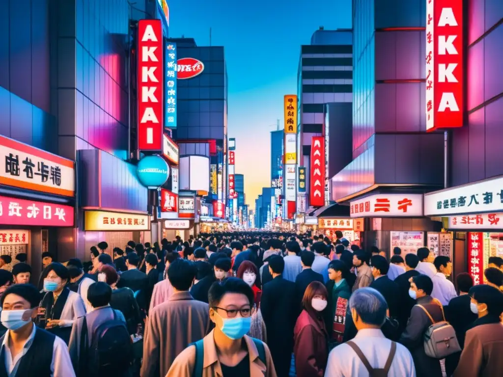 Imagen impactante de la bulliciosa calle de Tokio que inspiró el escenario de 'Akira', reflejando la fusión cultural del anime