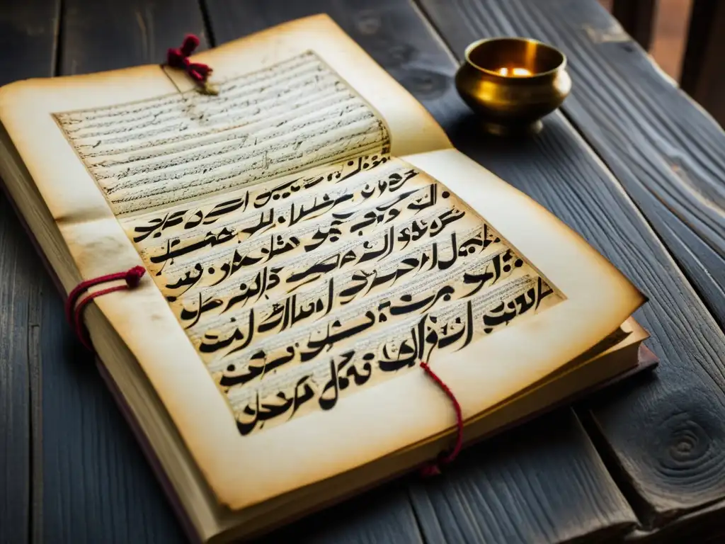 Manuscrito antiguo de poesía urdu de Ghalib Una imagen impresionante de un antiguo manuscrito de poesía urdu de Ghalib, con caligrafía intrincada y tinta desvanecida
