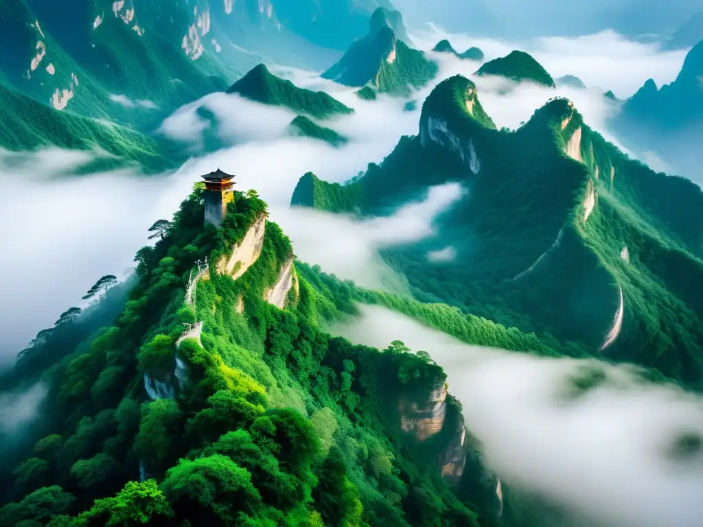 Imagen impresionante de las neblinosas cumbres de la Montaña Fanjing en Guizhou, China