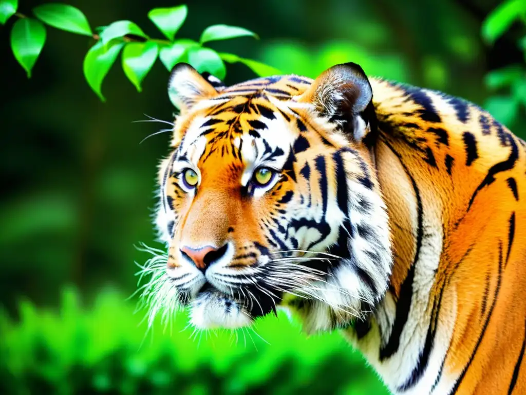 Imagen de un majestuoso tigre de Bengala en su hábitat natural, representando el turismo de conservación tigre Bengala