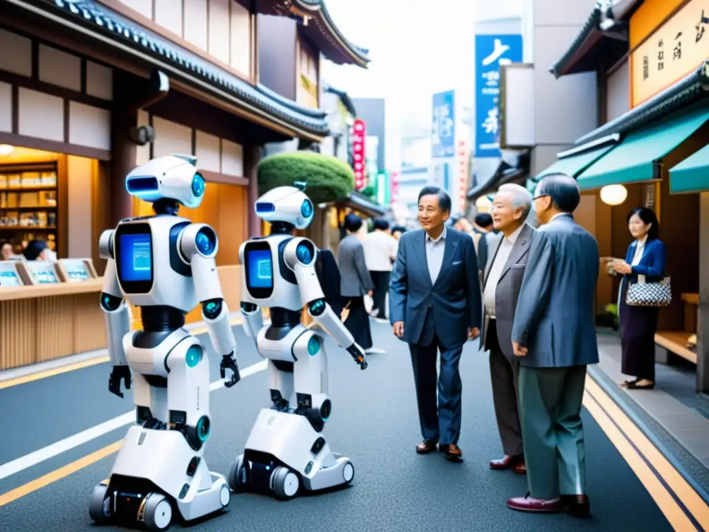 La imagen muestra la fusión de tradición y tecnología en una bulliciosa calle de Tokio, Japón