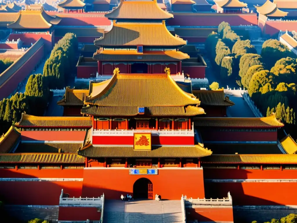 Imponente arquitectura de la Ciudad Prohibida en China, reflejando la grandeza y el esplendor de la dinastía Ming durante la Invasión Manchú en el declive Ming