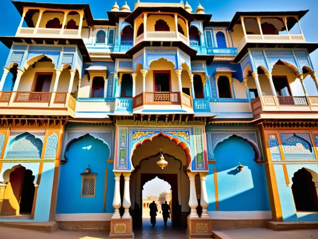 Imponente Haveli en la India, con arquitectura Rajasthani y frescos coloridos