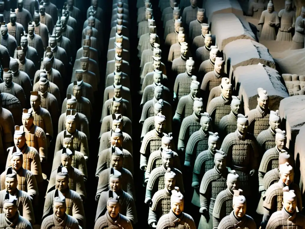 Imponente mausoleo de Qin Shi Huang, misterio guerreros terracota China, evocando la majestuosidad y el pasado imperial