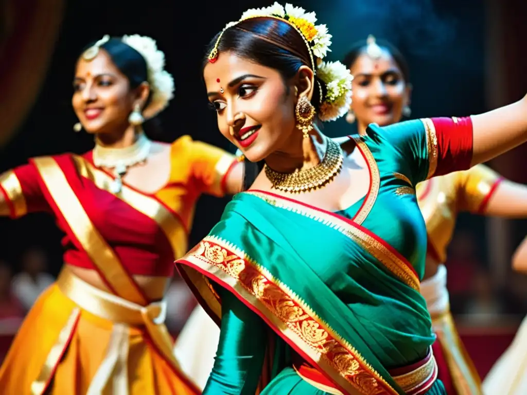 Una impresionante actuación de danza tradicional india, capturando la riqueza artística y la belleza cultural