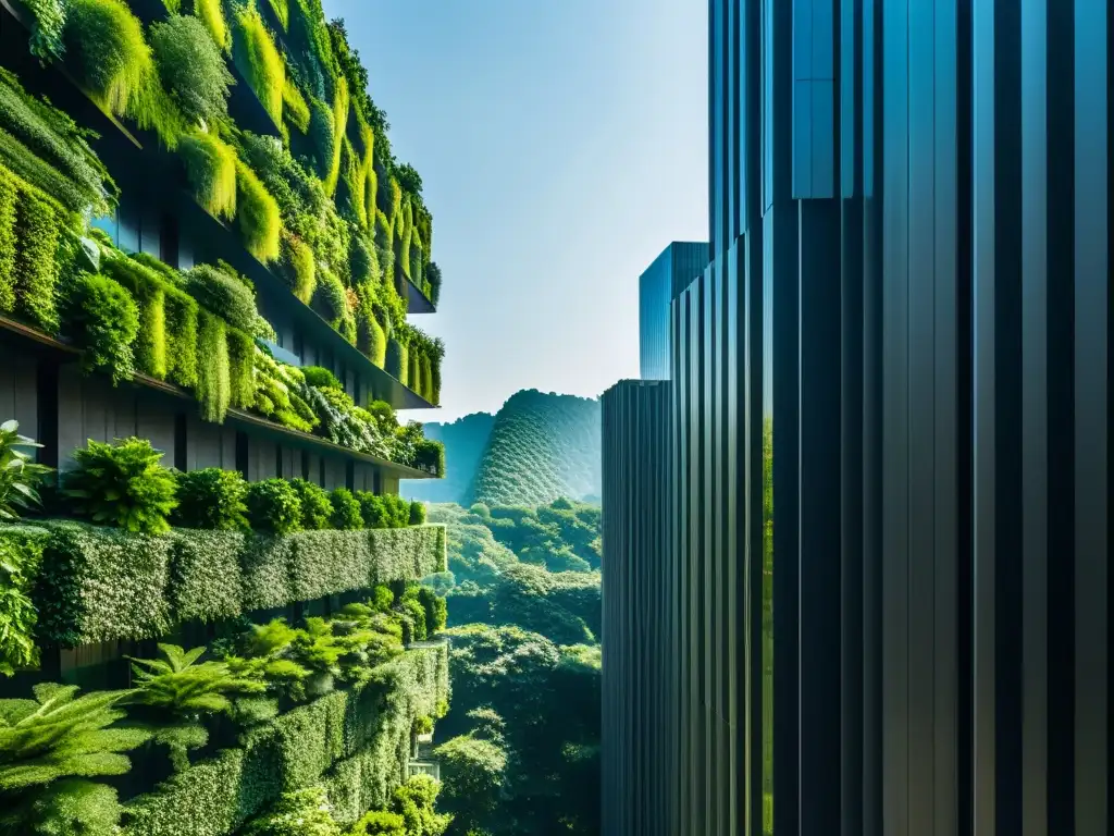 Un impresionante retrato en 8k de Nanjing Vertical Forest en China, muestra la exuberante vegetación de los jardines verticales junto a la arquitectura moderna