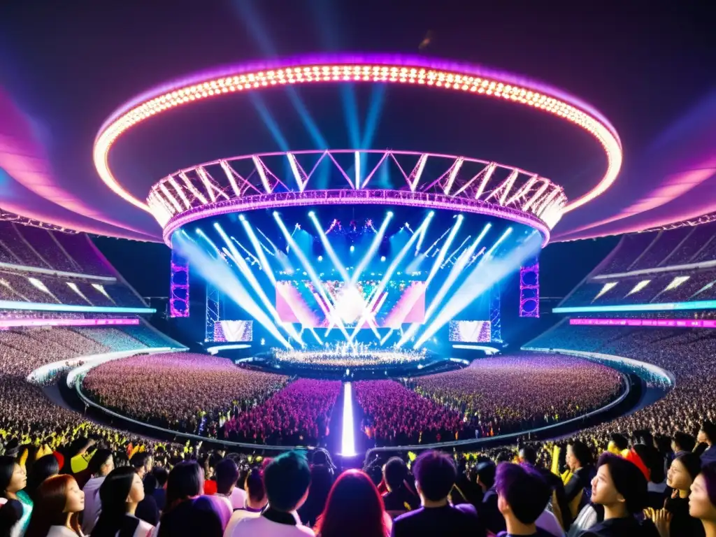 Increíble actuación de un grupo de KPop en el Estadio Olímpico, con fans emocionados creando un mar de luces