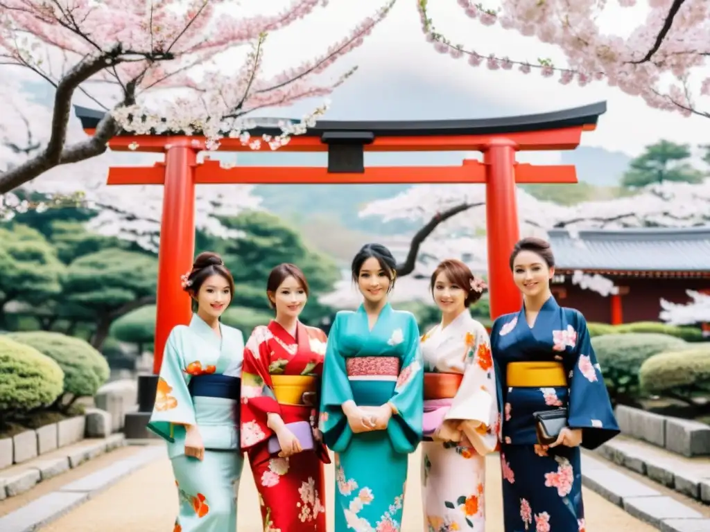 Influencers con Kimono en redes capturan la esencia de la cultura japonesa y la influencia moderna en un escenario vibrante de colores y tradición