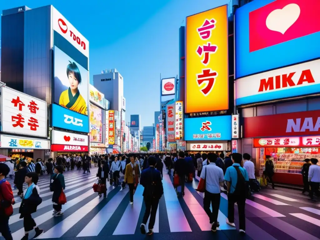 Akihabara, Tokio: influencias pop arte asiático moderno en vibrante escena callejera llena de carteles, luces de neón y multitudes