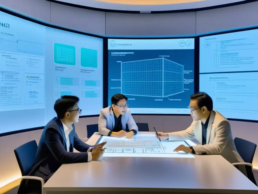 Ingenieros y científicos de Asia colaboran en el avance de la revolución industrial, inmersos en la automatización y la inteligencia artificial