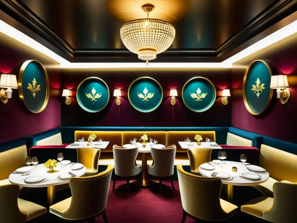 Exclusivo restaurante Michelin en Asia: lujo y misterio Interior lujoso de restaurante con estrellas Michelin Asia, ambiente exclusivo y misterioso