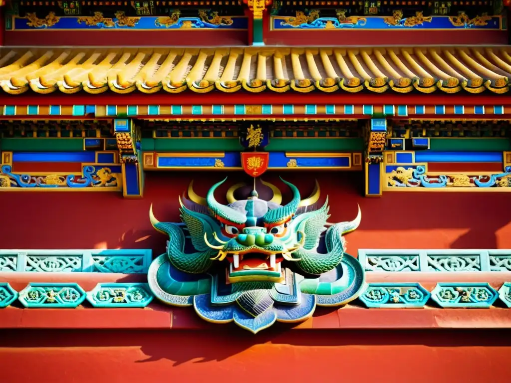 Intrincados grabados del Feng Shui en la histórica Ciudad Prohibida de Beijing, China