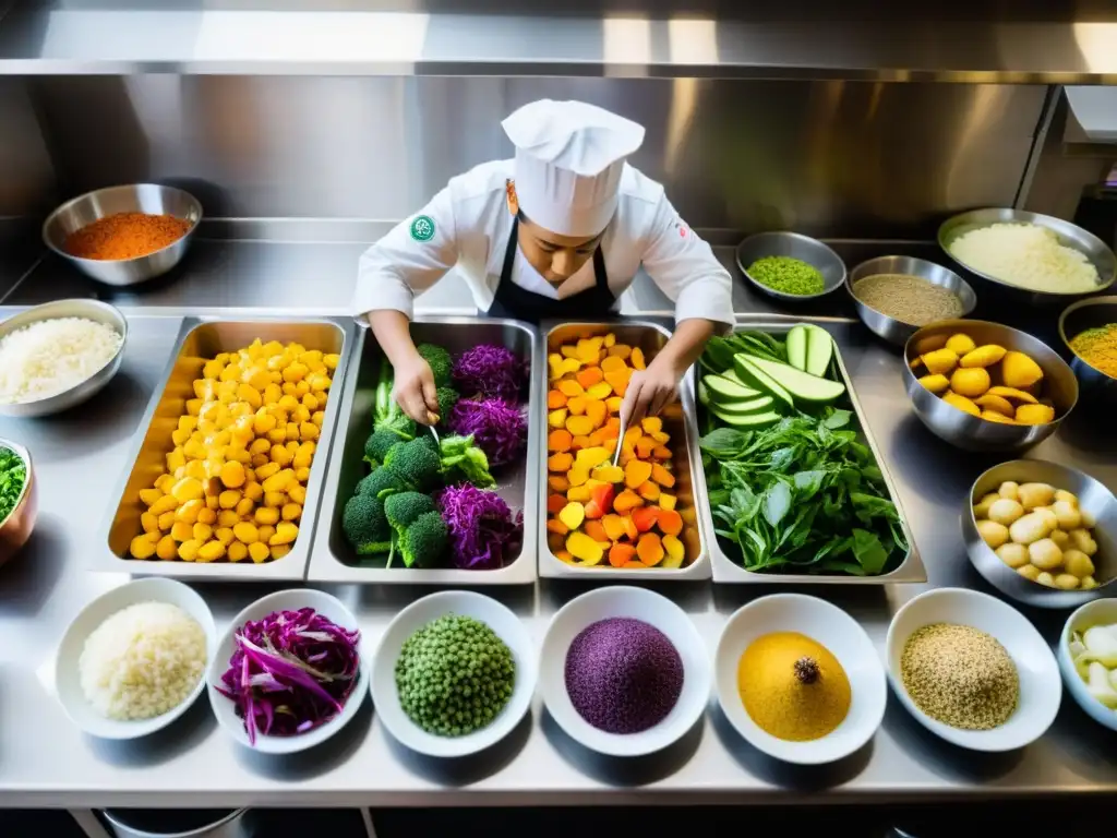 Gastronomía en el Jainismo: Cocina bulliciosa donde se prepara con reverencia y atención platos coloridos y aromáticos