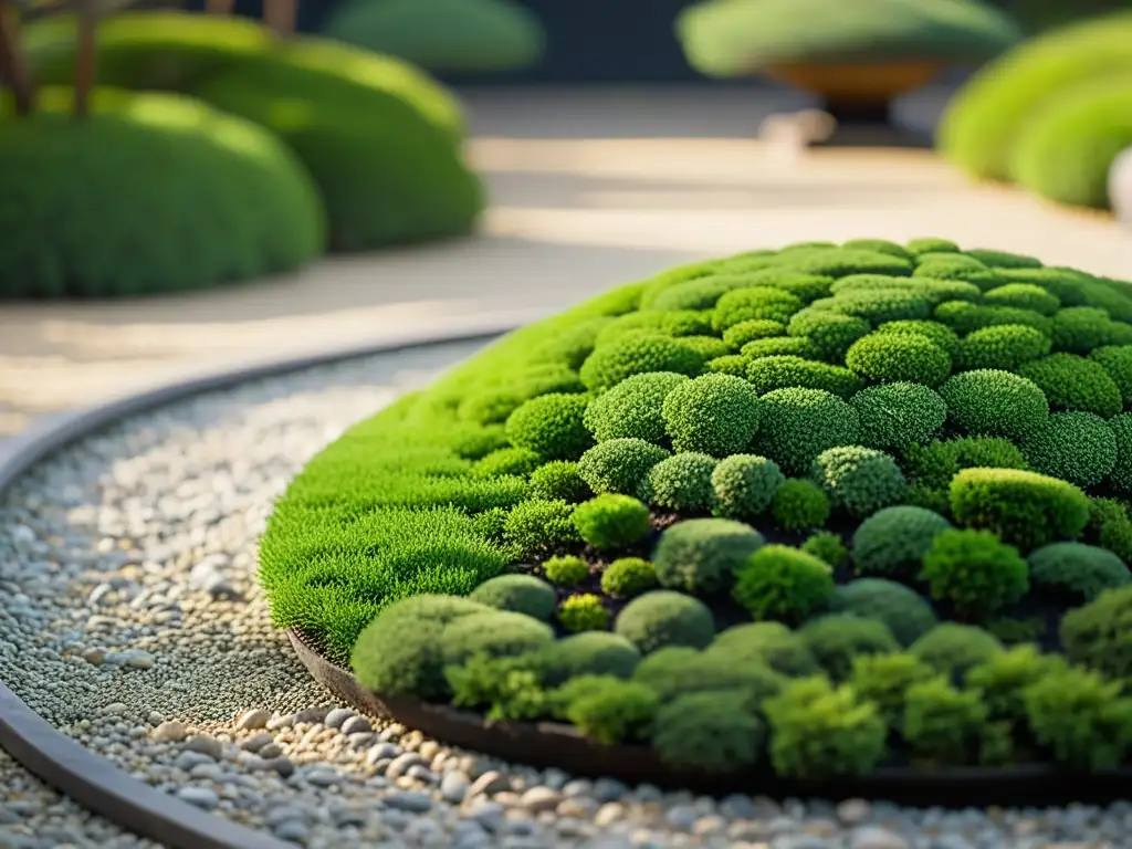 Jardín Zen japonés con cuidado meticuloso y tranquilidad, filosofía Zen en el cuidado de la piel