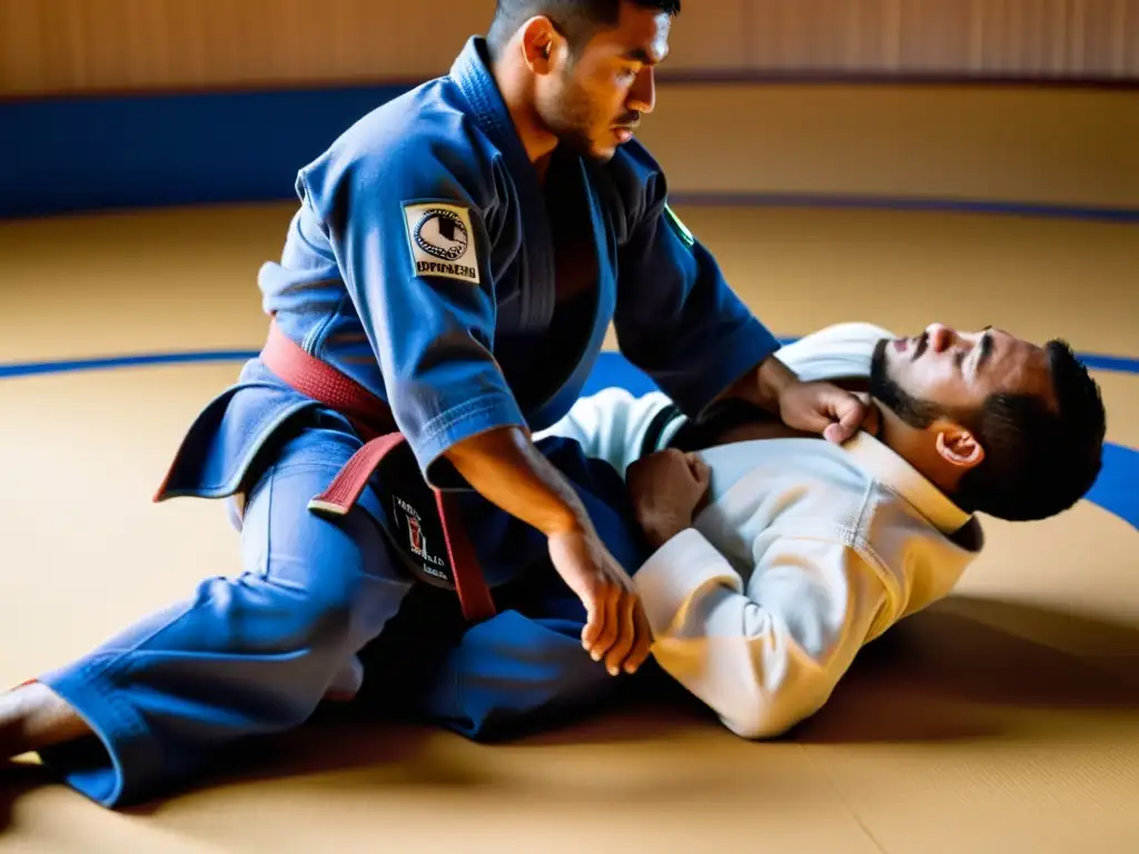 Práctica de JiuJitsu Brasileño con movimientos fluidos y precisos