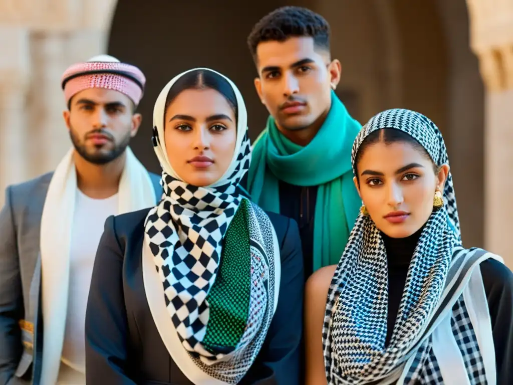 Jóvenes de diferentes culturas lucen el Kuffiyeh Palestino en modernos estilos, fusionando tradición y moda global