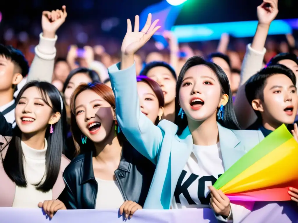 Jóvenes fans en un concierto de Kpop muestran emociones intensas, reflejando la influencia de los Idols del Kpop en la juventud