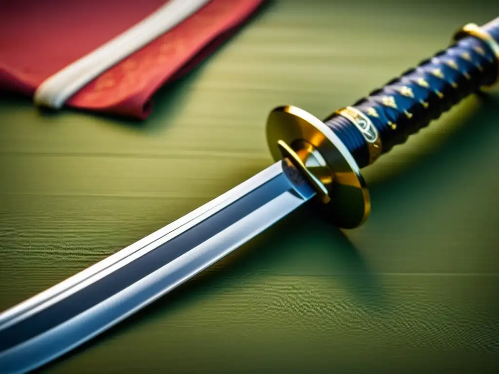 Una katana japonesa con detalles intrincados, reflejando la filosofía de la espada japonesa en su artesanía y diseño