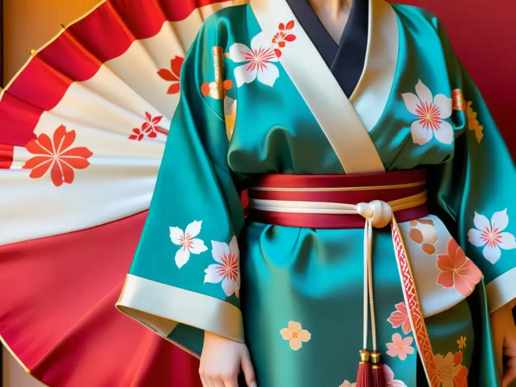 Un kimono japonés con patrones y colores vibrantes, destacando el significado oculto de los kimonos japoneses