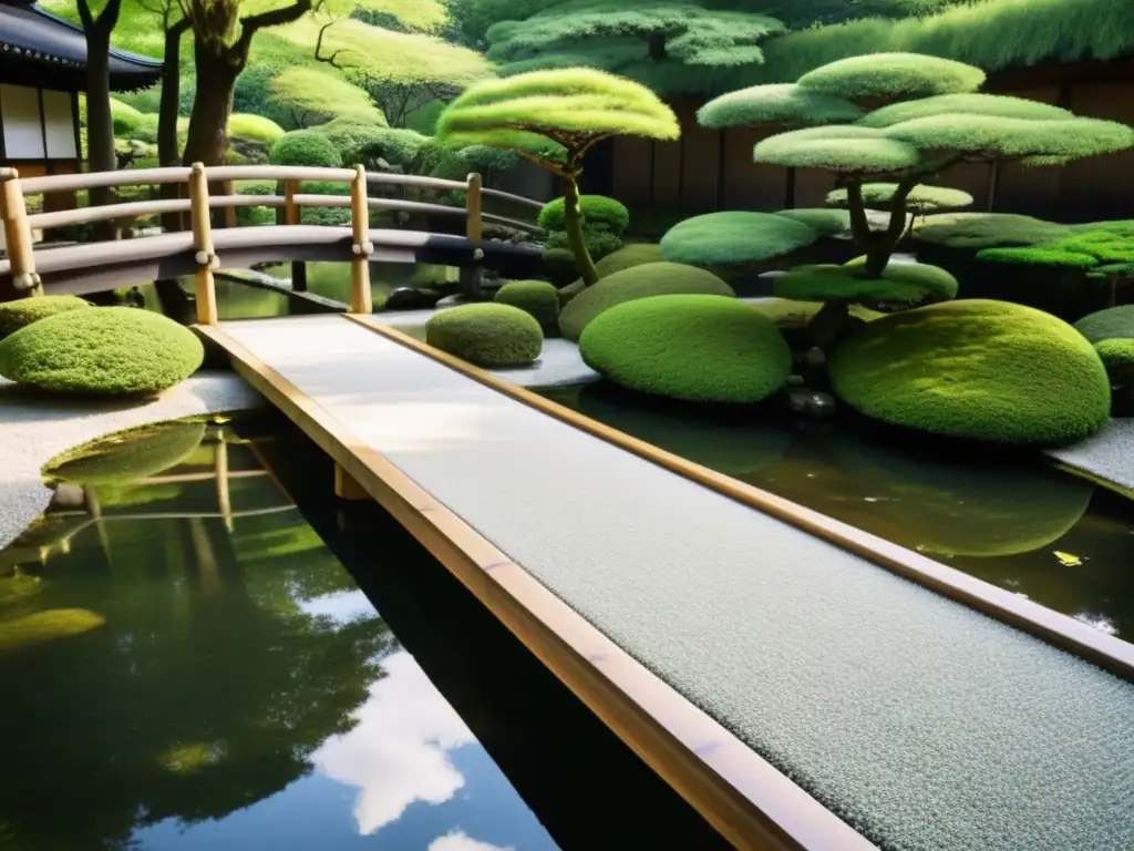 Jardín Zen en Kyoto, Japón, con antiguo dojo y paisaje sereno de piedras, vegetación y luz solar