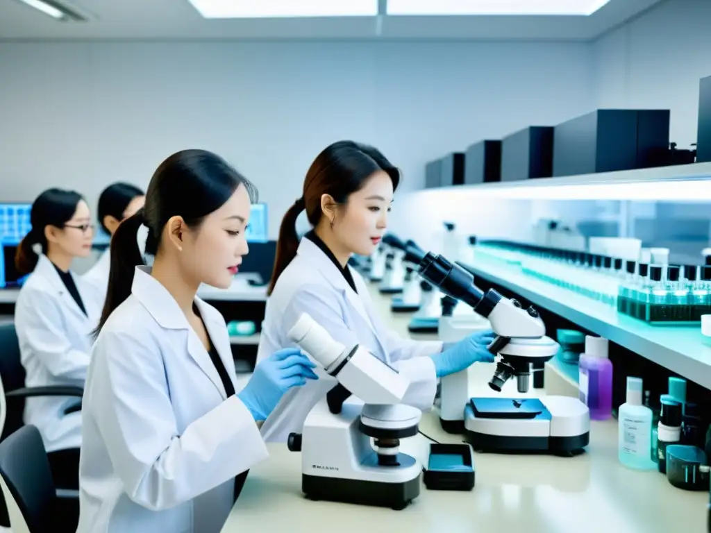 Un laboratorio de investigación cosmética de alta tecnología en Corea del Sur, donde científicos analizan ingredientes para productos de belleza