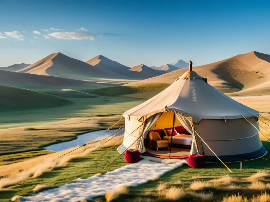 Un lujoso glamping en las estepas de Mongolia con águilas doradas