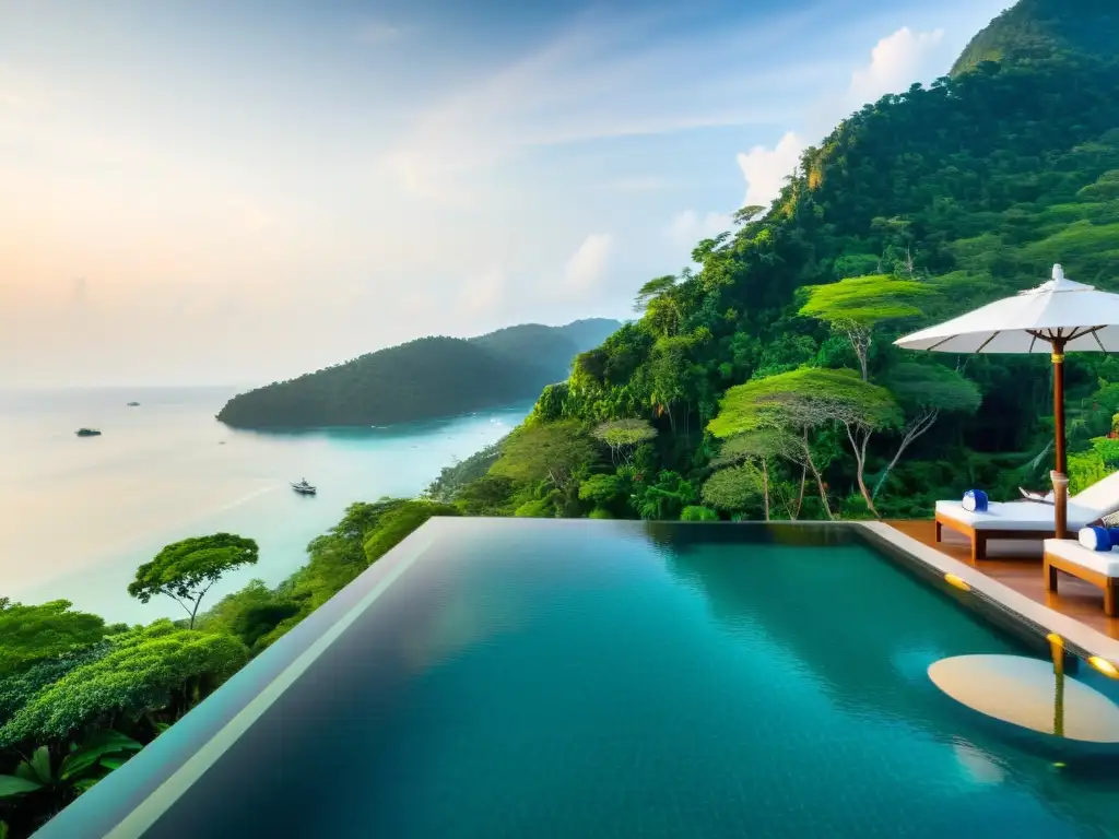 Un lujoso hotel sobre un acantilado con vistas al mar en Tailandia