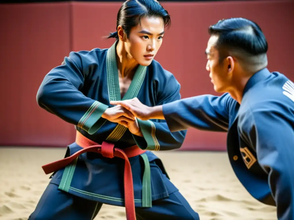 Un maestro de Hapkido enseña técnicas a actores en un set de Hollywood