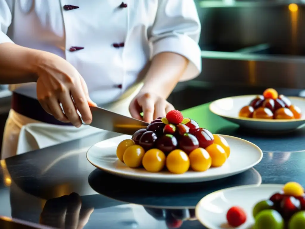 Un maestro repostero prepara con destreza un tradicional postre coreano de jujube, resaltando los beneficios del jujube en postres