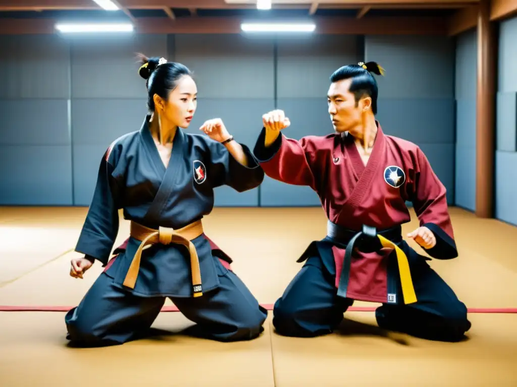 Dos maestros de Hapkido colaboran en una escena de lucha en un set de Hollywood, mostrando auténticas técnicas