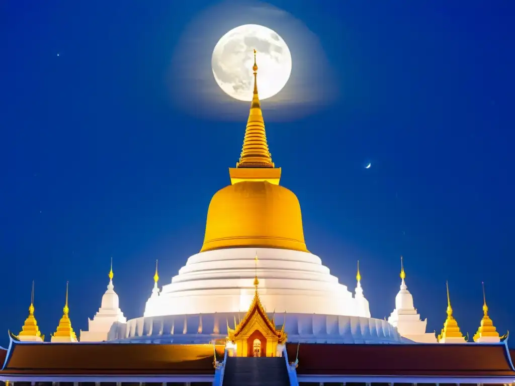 La majestuosa superluna ilumina el festival budista Makha Bucha en Tailandia, creando una atmósfera mística en el templo de Wat Phra Dhammakaya