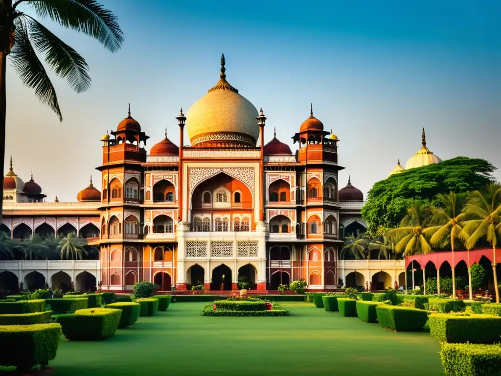 El majestuoso Taj Mahal Palace Hotel en Mumbai, India, bañado por la cálido sol de la tarde