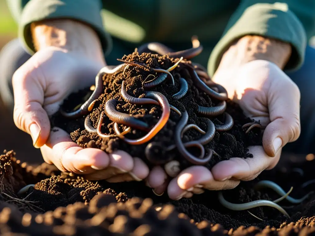 Las manos del agricultor muestran respeto y conexión con la tierra, destacando las prácticas de gestión de suelos en Asia