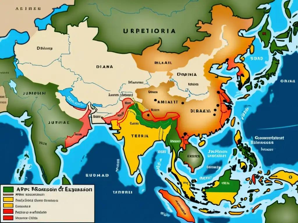 Mapa detallado de la expansión territorial de los Jurchen en China, mostrando alianzas, conquistas y ciudades clave