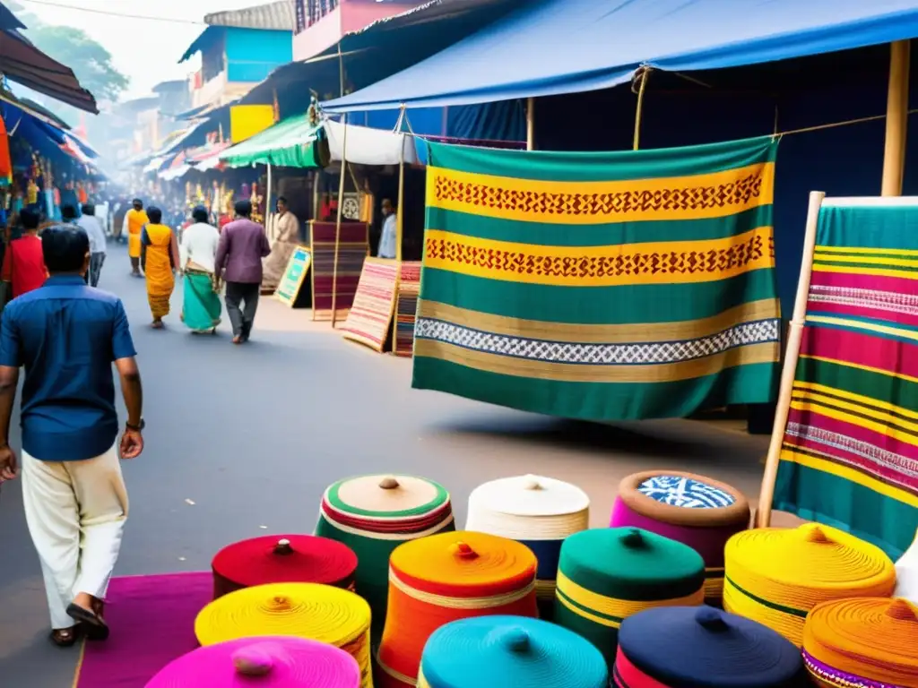 Mercado de arte indio: una explosión de colores y tradición en una bulliciosa feria llena de vida y actividad comercial