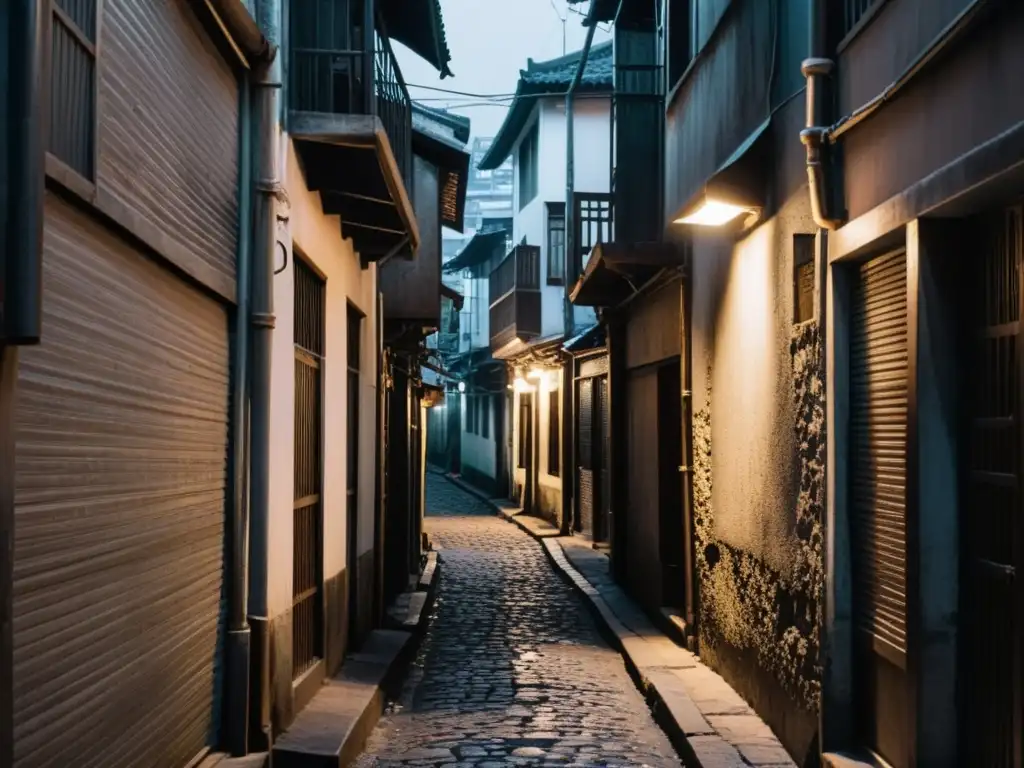 Un misterioso callejón nocturno en una bulliciosa ciudad asiática evoca la popularidad de la novela negra en Asia