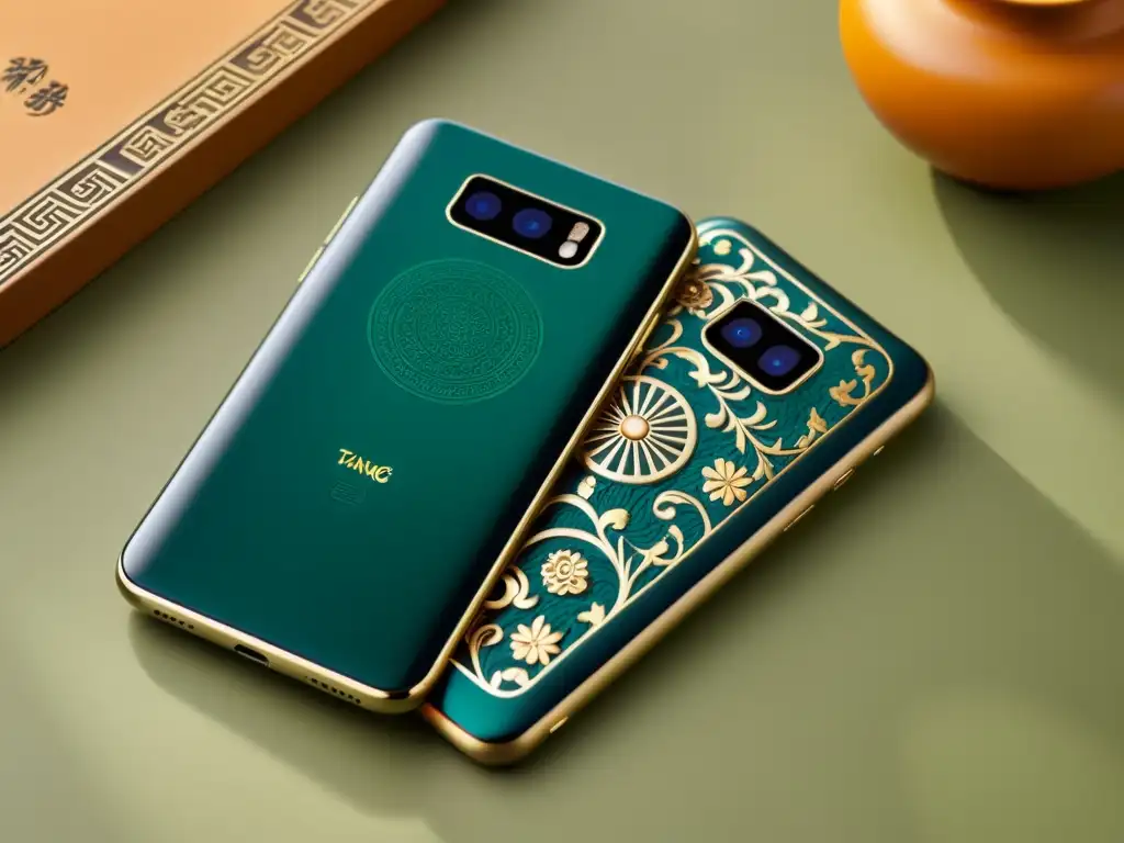 Innovación moderna inspirada en la Dinastía Tang: Un smartphone con diseño Tang, fusionando tradición y tecnología