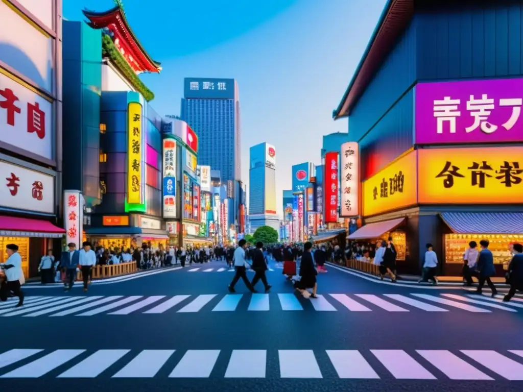 Intersección de tradición y modernidad en las bulliciosas calles de Tokio, Japón