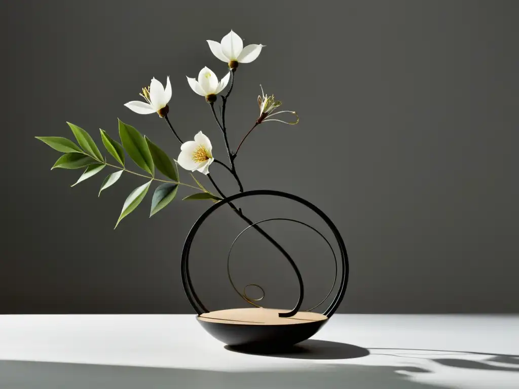 Un moderno arreglo Ikebana con materiales reciclados destaca la creatividad y el significado del Ikebana