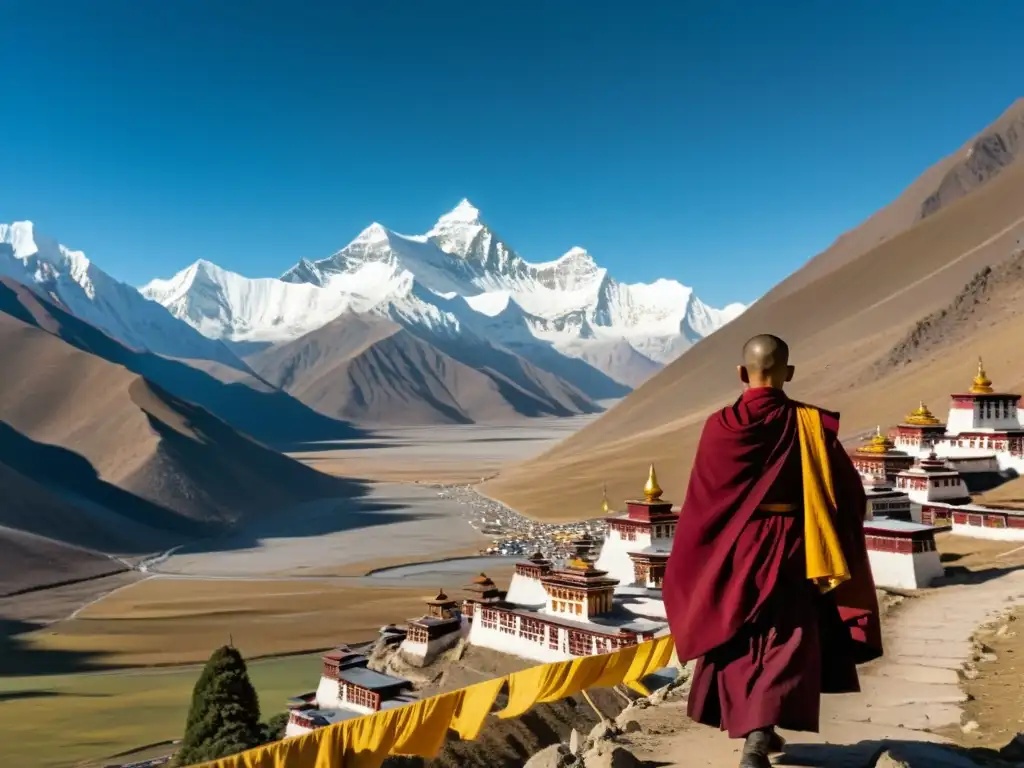 Monasterio tibetano en la montaña con enseñanza tibetana sobre realización