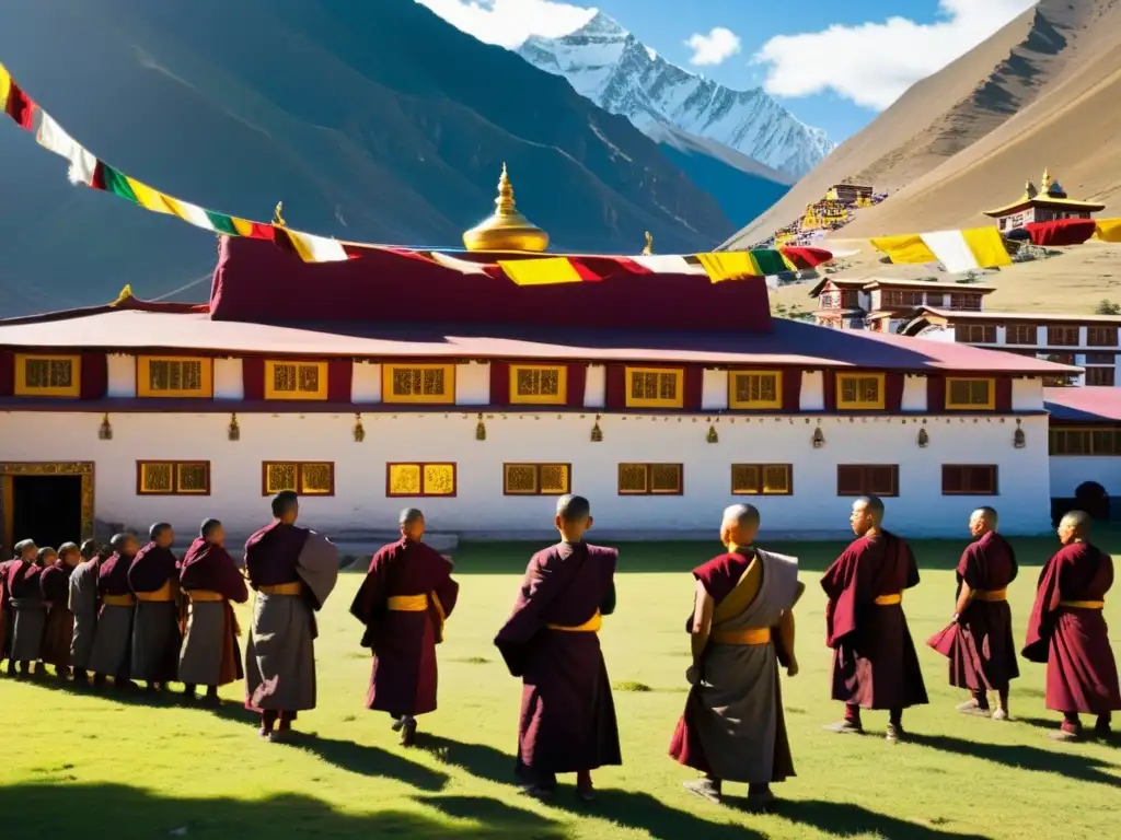 Monasterio tibetano en las montañas del Himalaya con enseñanzas tibetanas era digital