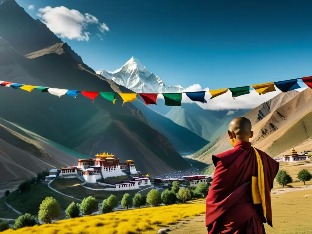 Monasterio Tibetano en los Himalayas con reencarnaciones en el Budismo