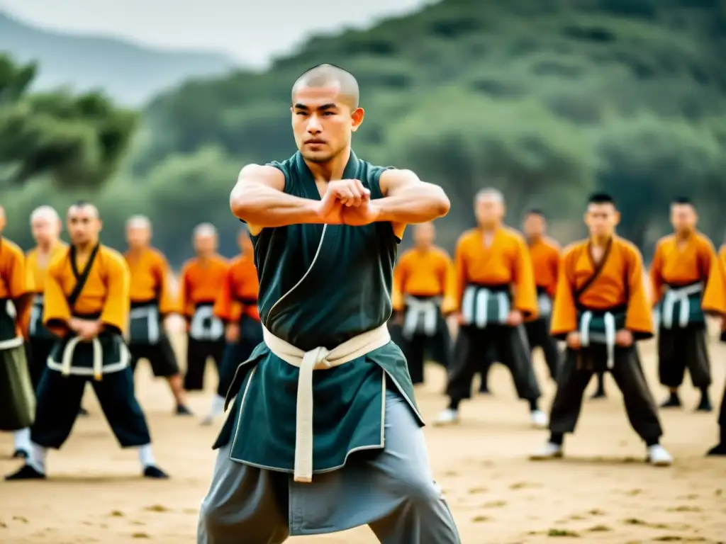 Un monje Shaolin enseña artes marciales a practicantes de Krav Magá en un entorno sereno