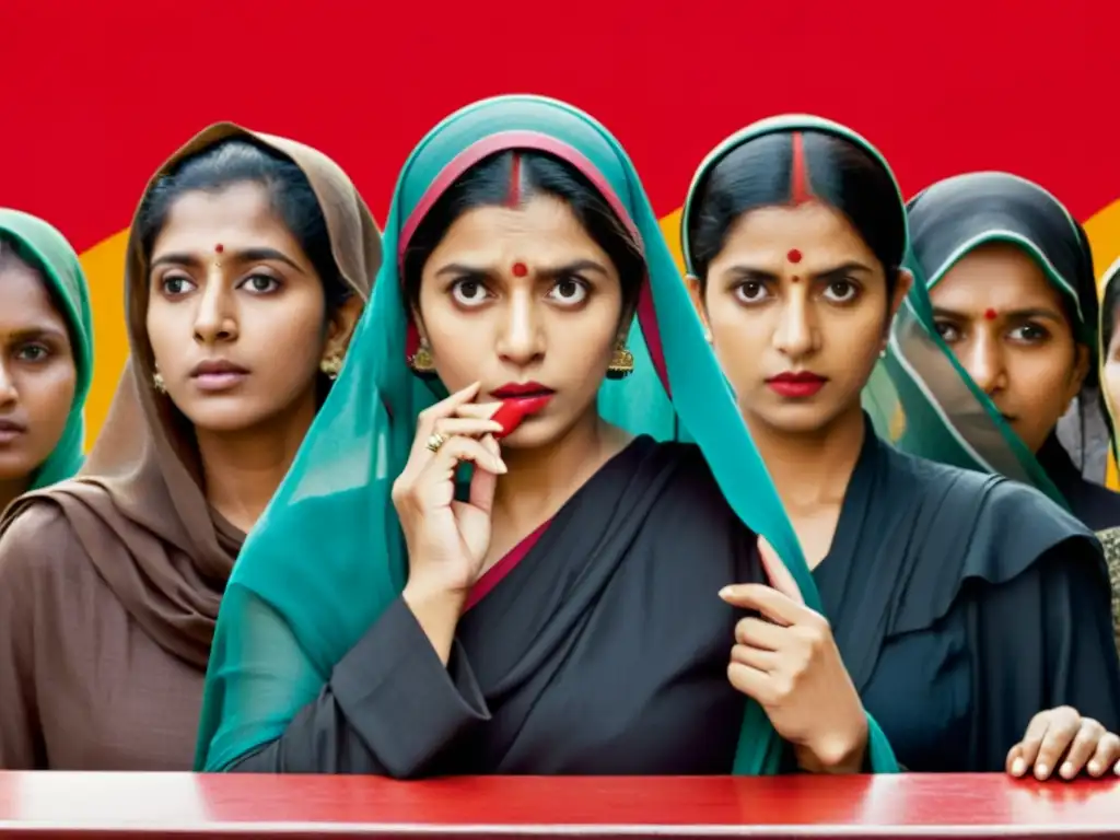 Cuatro mujeres desafían normas sociales en escena dramática de 'Lipstick Under My Burkha', representando películas indias que desafían status quo