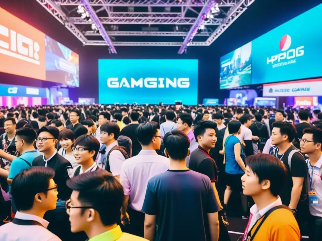 Multitud emocionada en convención de gaming asiático
