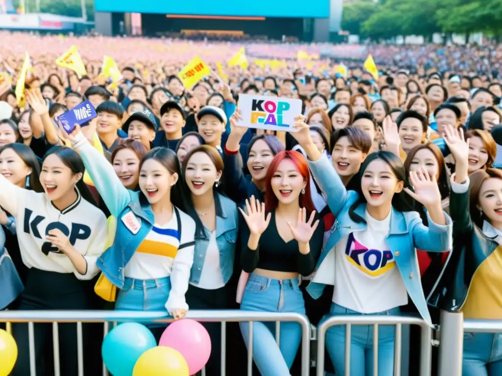 Multitud emocionada de fans de KPop esperando con entusiasmo a su grupo favorito